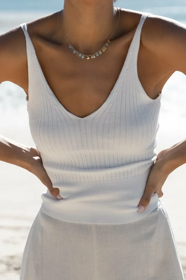 Women Petal and Pup Gemma V Neck Tank Top Ivory Tops