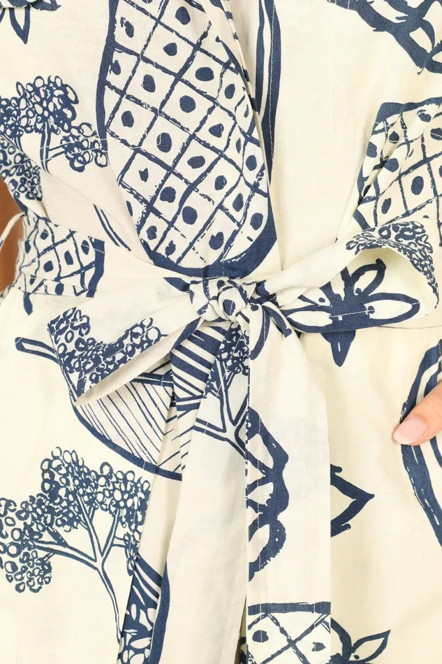 Women Petal and Pup Georgina Tie Waist Romper Navy Jumpsuits and Rompers