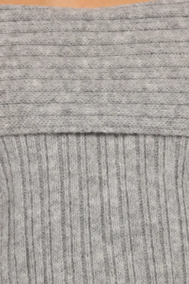 Women Petal and Pup Kenny Off Shoulder Knit Sweater Grey Sweaters