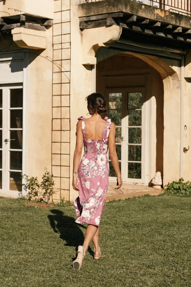 Women Petal and Pup Laurel Dress Dark Rose Floral Floral Dresses