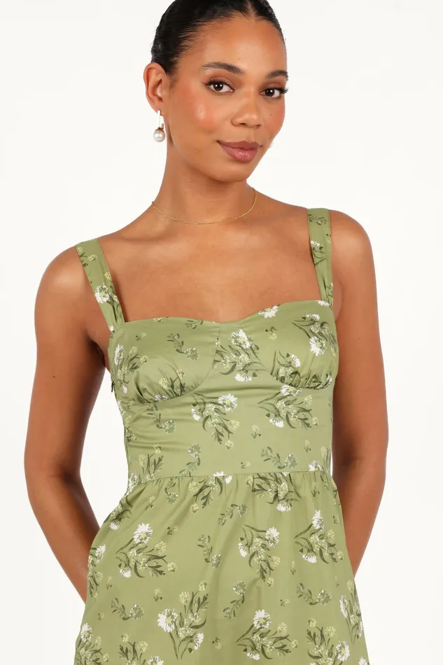 Women Petal and Pup Paisley Midi Dress Sage Botanica Floral Dresses