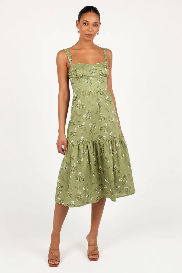 Women Petal and Pup Paisley Midi Dress Sage Botanica Floral Dresses