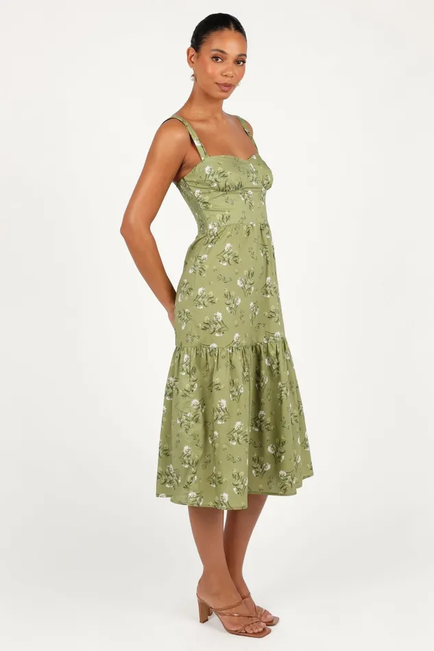 Women Petal and Pup Paisley Midi Dress Sage Botanica Floral Dresses