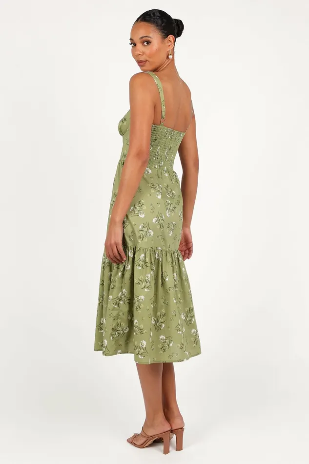 Women Petal and Pup Paisley Midi Dress Sage Botanica Floral Dresses