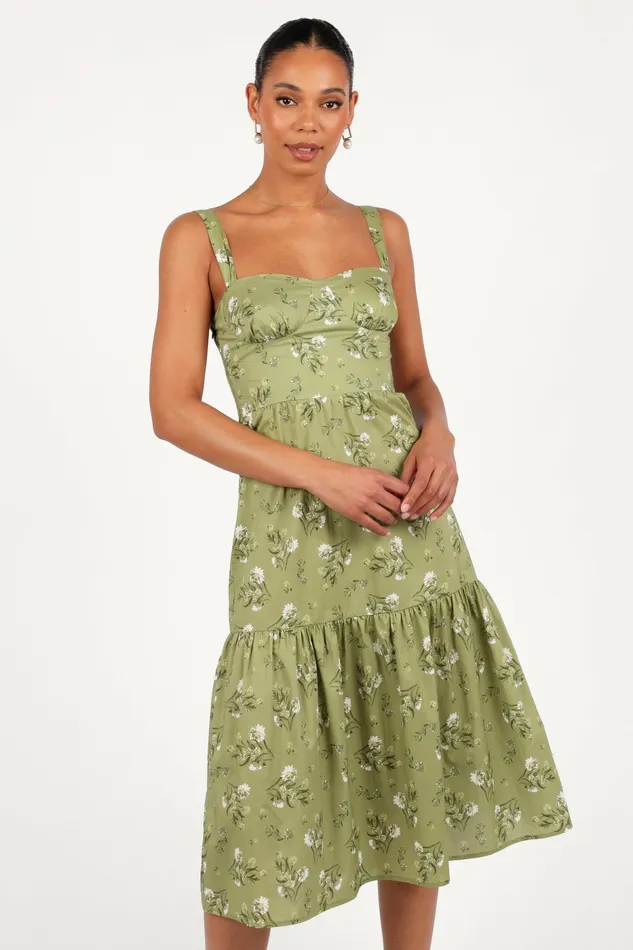 Women Petal and Pup Paisley Midi Dress Sage Botanica Floral Dresses