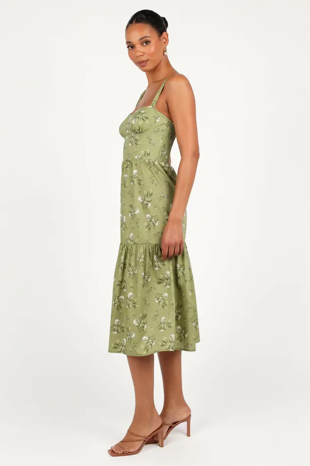 Women Petal and Pup Paisley Midi Dress Sage Botanica Floral Dresses