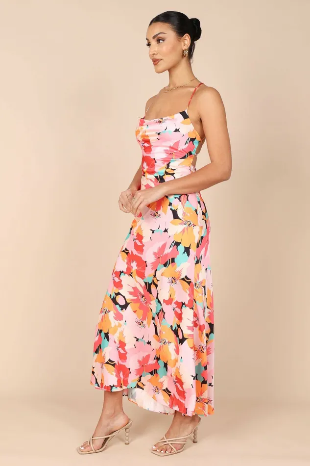 Women Petal and Pup Posse Midi Slip Dress Pink Floral Event Dresses