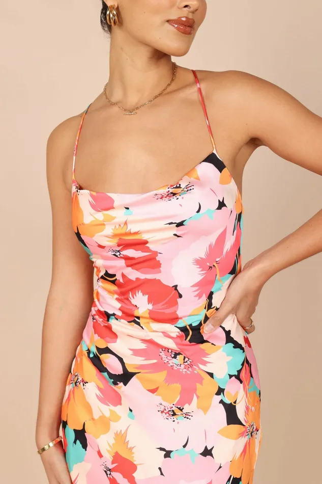 Women Petal and Pup Posse Midi Slip Dress Pink Floral Event Dresses