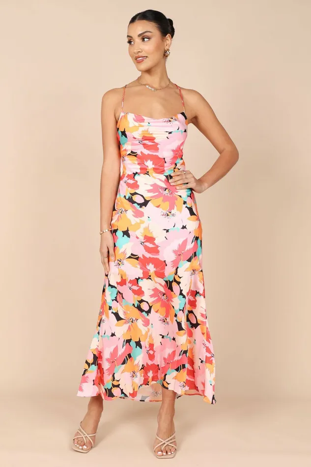 Women Petal and Pup Posse Midi Slip Dress Pink Floral Event Dresses