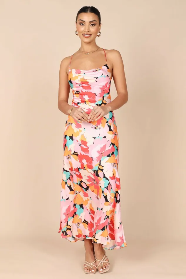 Women Petal and Pup Posse Midi Slip Dress Pink Floral Event Dresses