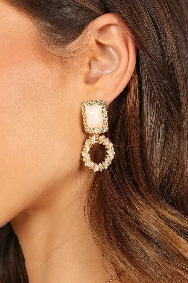 Women Petal and Pup Rosette Statement Earrings Gold Earrings