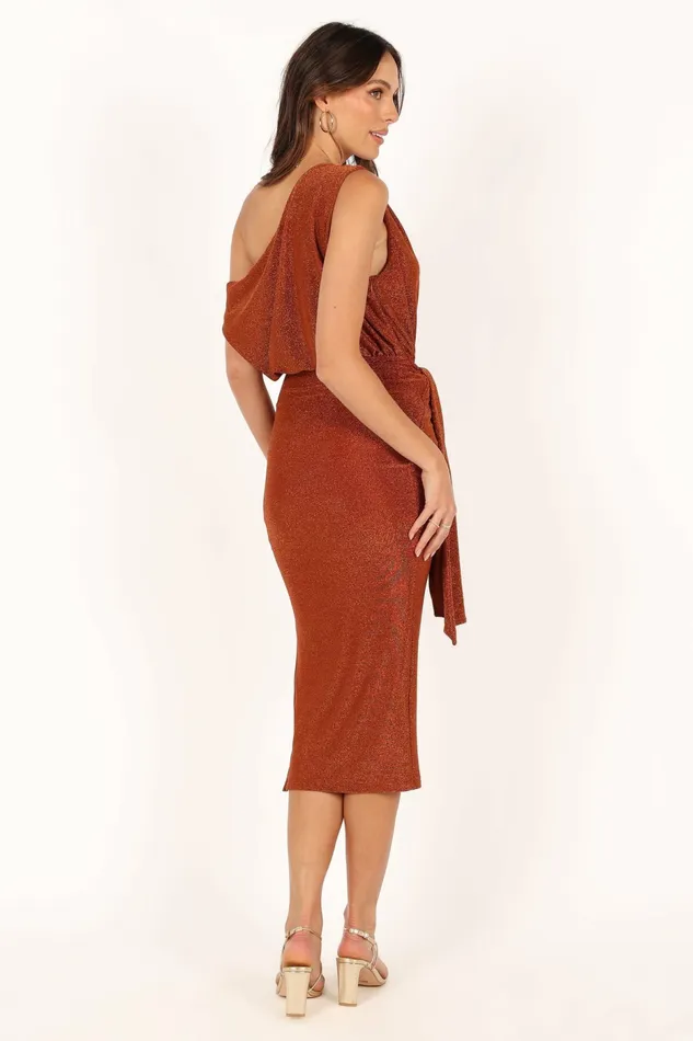 Women Petal and Pup Santiago Off Shoulder Midi Dress Bronze Dresses