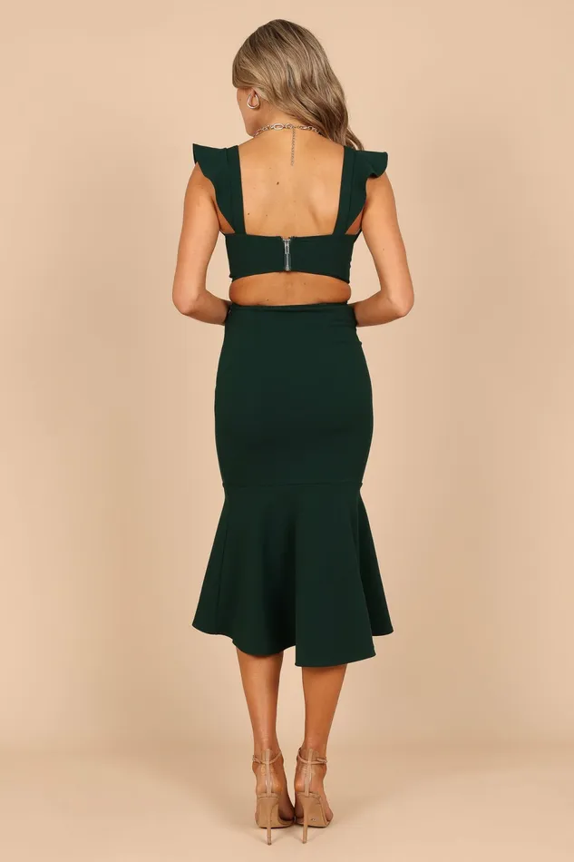 Women Petal and Pup Yvonne Hi Lo Midi Dress Emerald Event Dresses