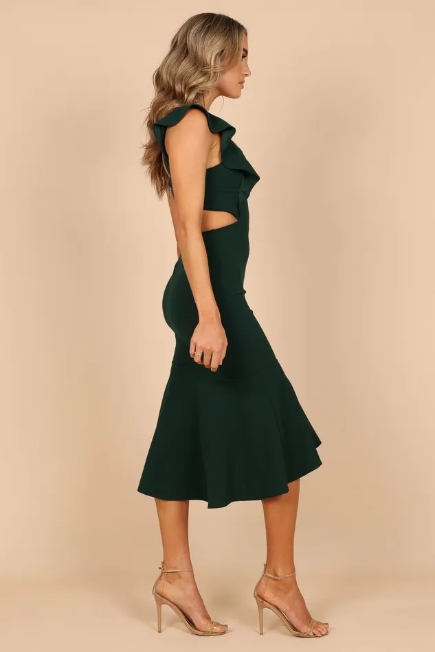 Women Petal and Pup Yvonne Hi Lo Midi Dress Emerald Event Dresses