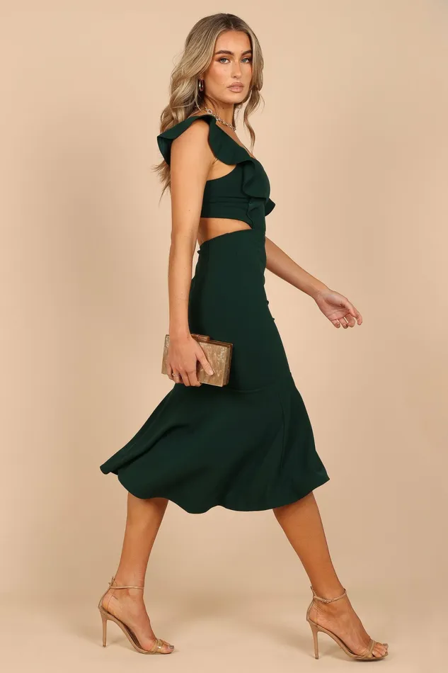 Women Petal and Pup Yvonne Hi Lo Midi Dress Emerald Event Dresses
