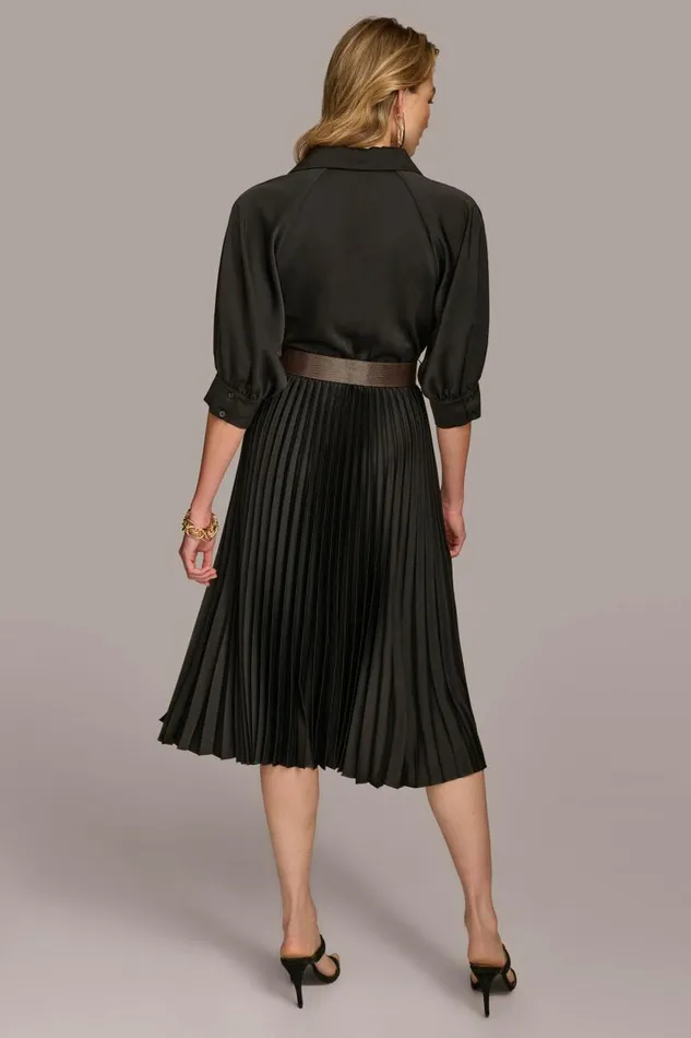 Women PLEATED SHIRT DRESS Black Donna Karan New York Dresses And Jumpsuits Women PLEATED SHIRT DRESS Black Donna Karan New York Dresses And Jumpsuits