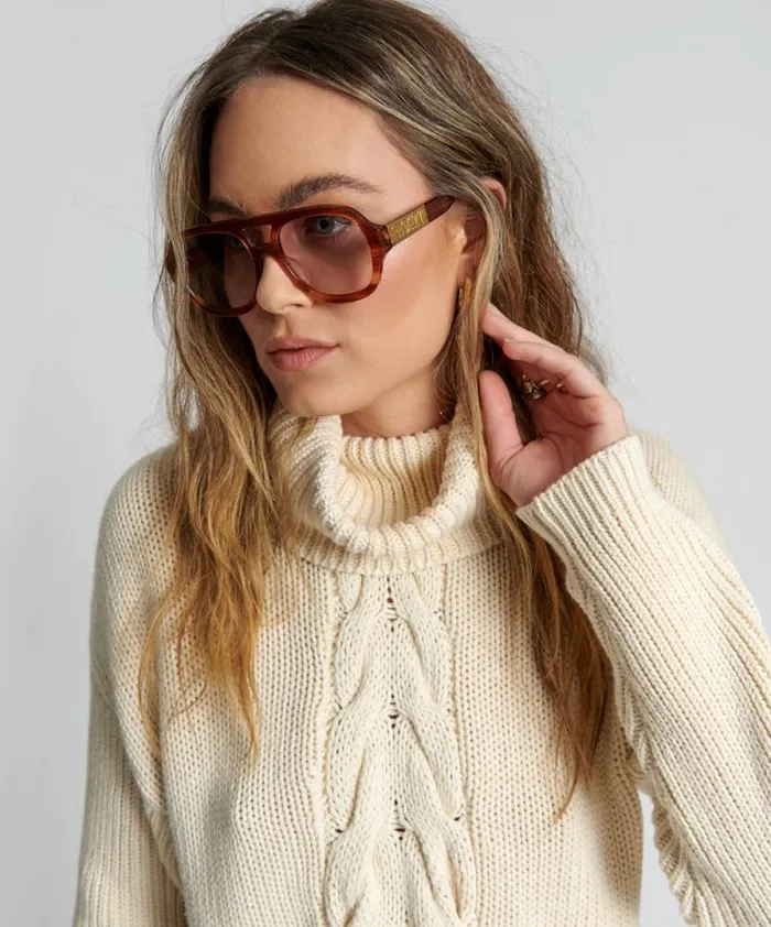 Women POISON CABLE KNIT SWEATER CREAM One Teaspoon Knitwear Women POISON CABLE KNIT SWEATER CREAM One Teaspoon Knitwear