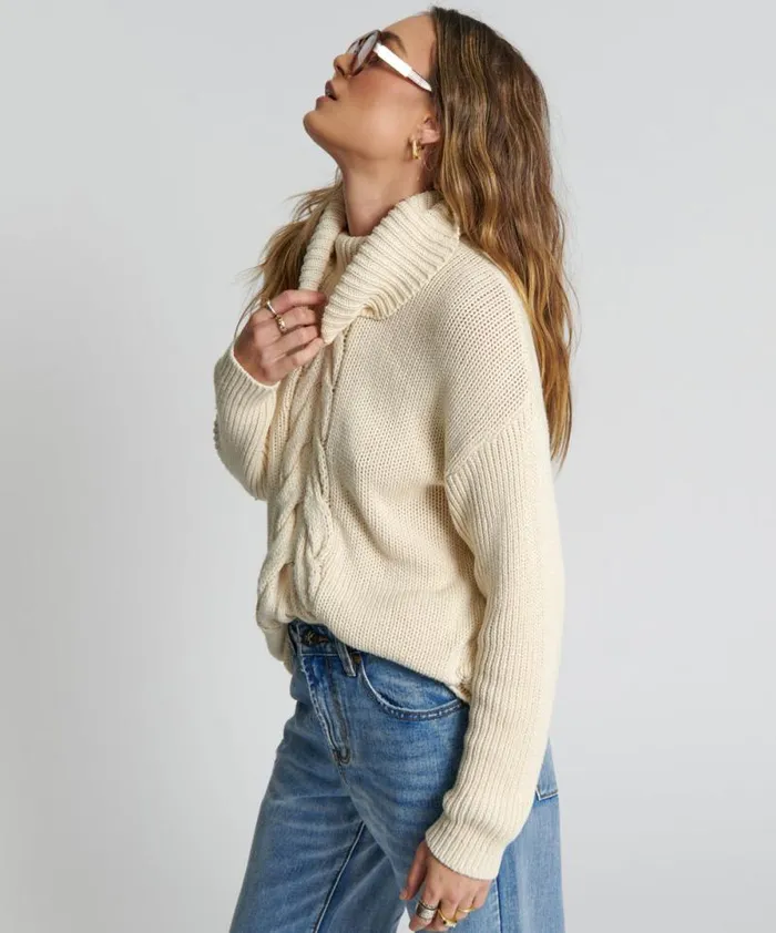 Women POISON CABLE KNIT SWEATER CREAM One Teaspoon Knitwear Women POISON CABLE KNIT SWEATER CREAM One Teaspoon Knitwear