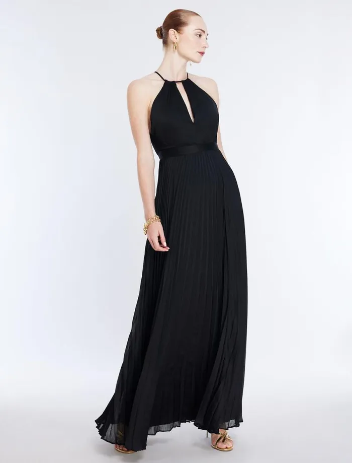 Women Primrose Pleated Gown Black BCBG Dresses