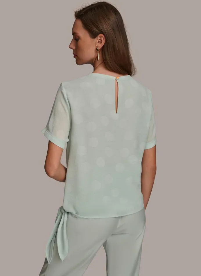 Women PRINTED SIDE TIE BLOUSE Blue Frost Combo Donna Karan New York Sweaters And Tops Women PRINTED SIDE TIE BLOUSE Blue Frost Combo Donna Karan New York Sweaters And Tops