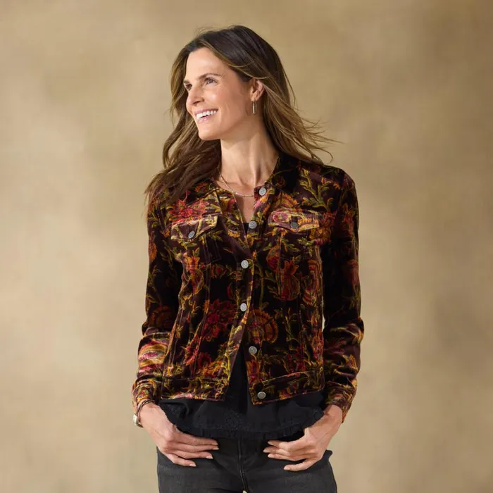 Women Printed Wren Velvet Jacket Floral Sundance Catalog Jackets and Coats Women Printed Wren Velvet Jacket Floral Sundance Catalog Jackets and Coats