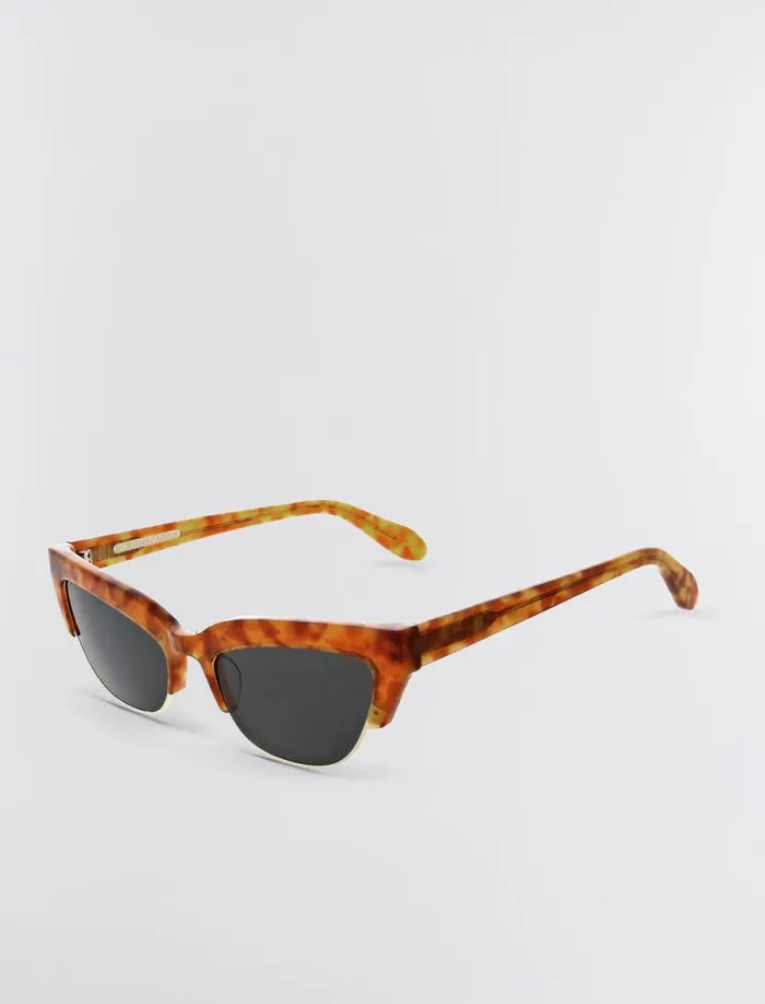 Women Retro Kitten Sunglasses Honey Demi Shiny Gold BCBG Sunglasses