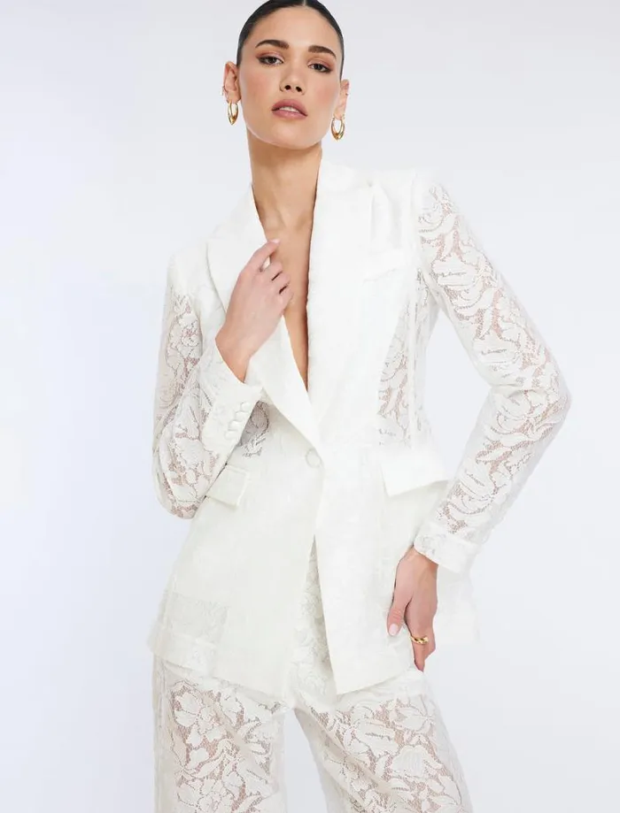 Women Rialla Lace Blazer Gardenia BCBG Suiting