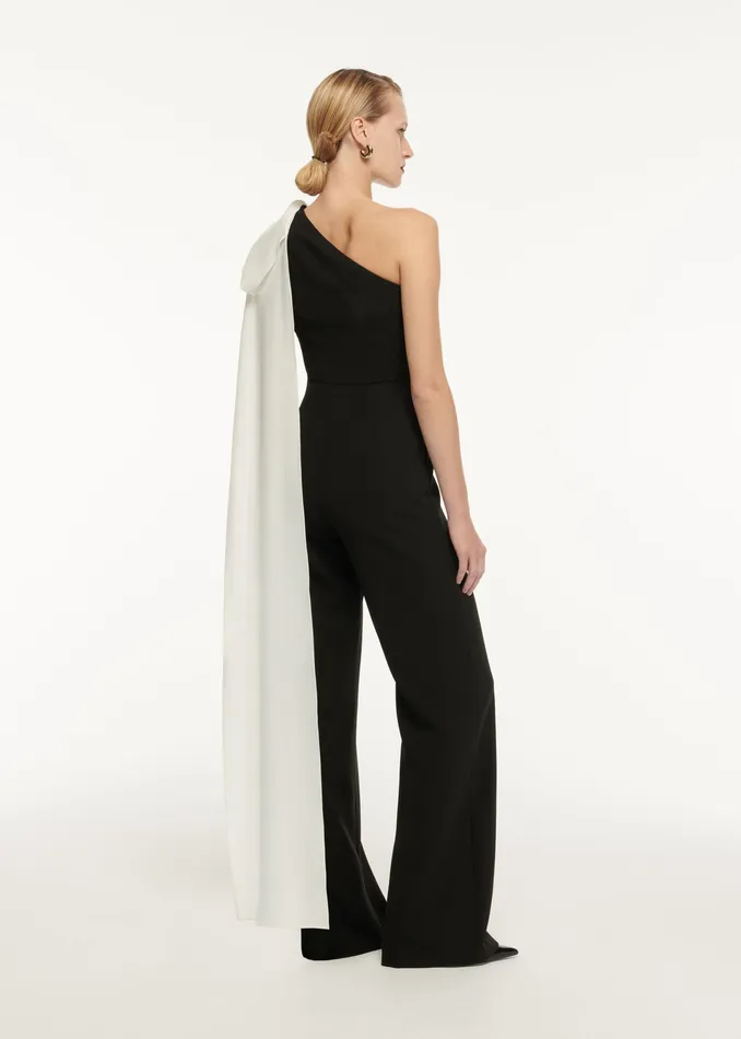 Women Roland Mouret Clothing Asymmetric Bow Stretch Cady Jumpsuit