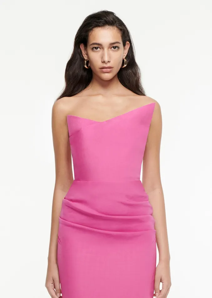 Women Roland Mouret Clothing Asymmetric Geometric Silk Wool Midi Dress