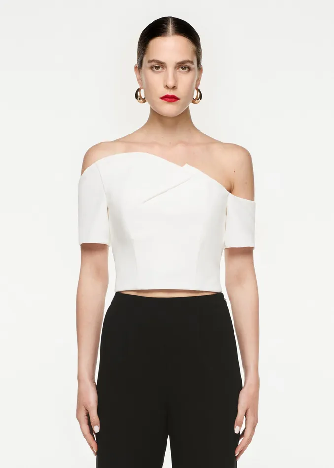 Women Roland Mouret Clothing Asymmetric Stretch Cady Top
