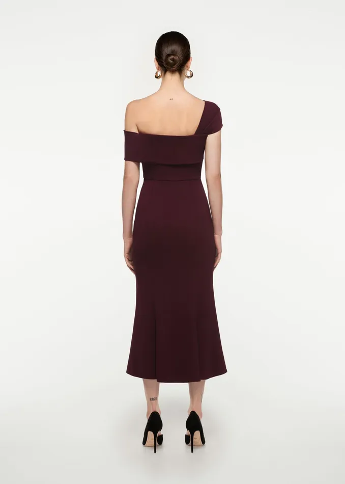 Women Roland Mouret Clothing Asymmetric Twist Stretch Cady Midi Dress