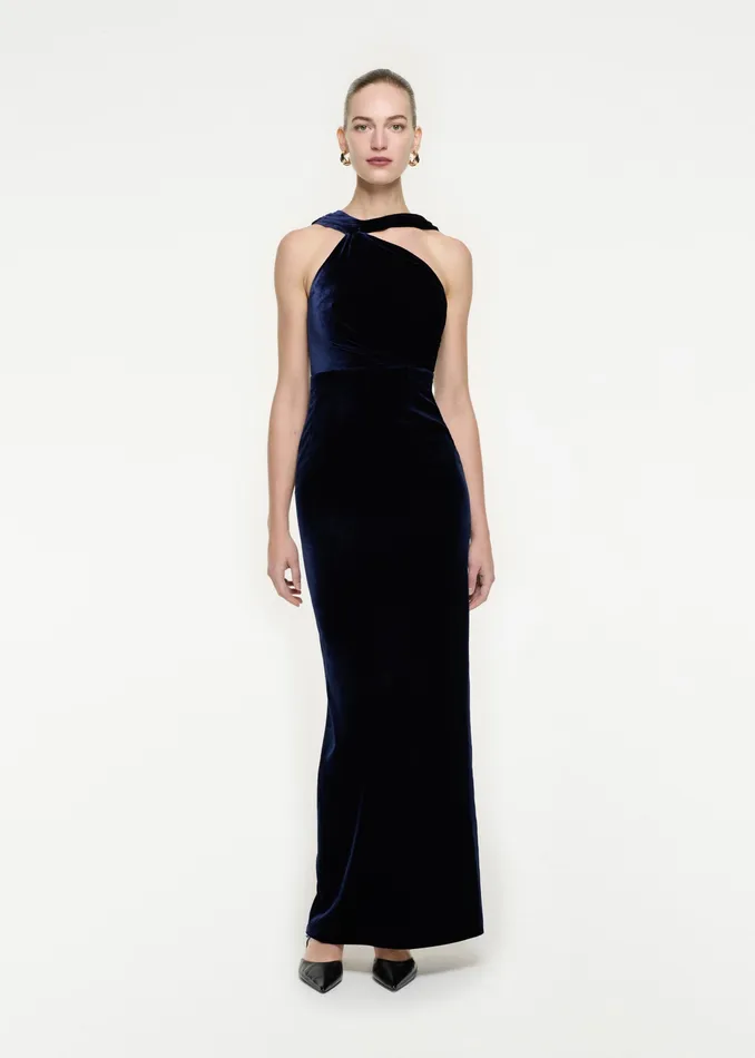 Women Roland Mouret Clothing Asymmetric Velvet Maxi Dress