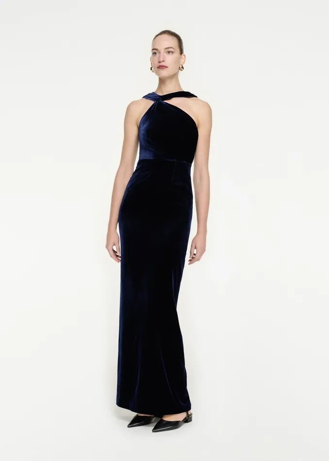 Women Roland Mouret Clothing Asymmetric Velvet Maxi Dress