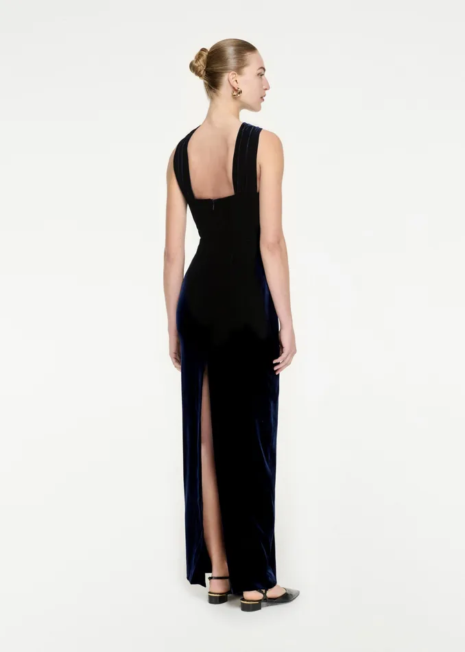 Women Roland Mouret Clothing Asymmetric Velvet Maxi Dress