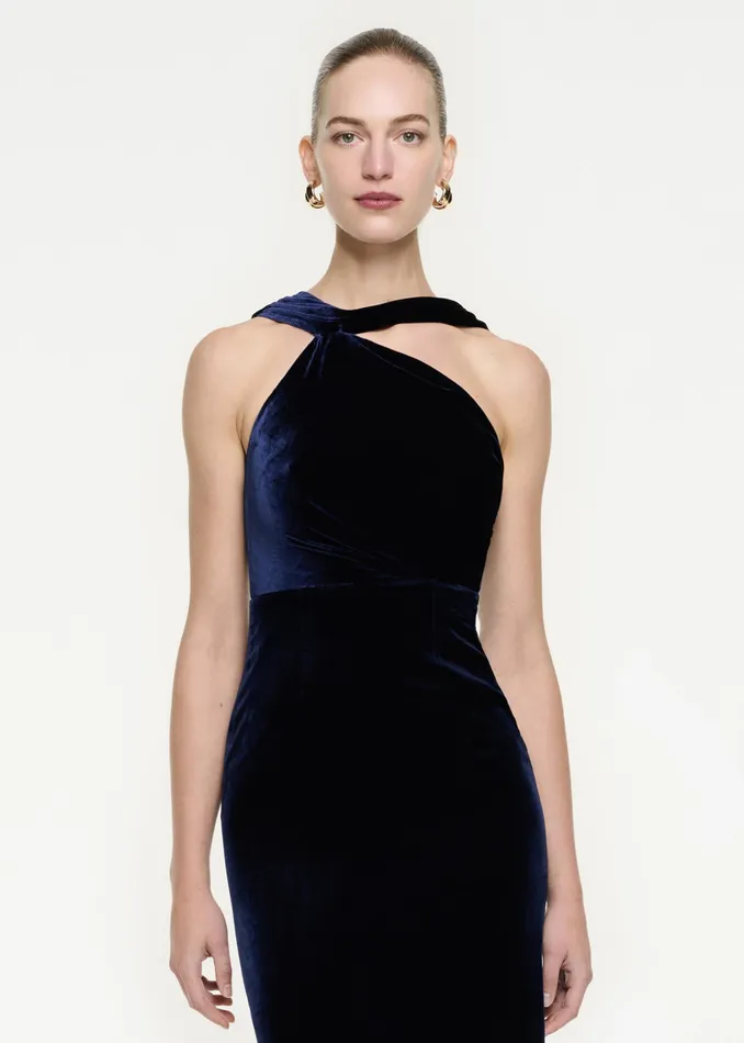 Women Roland Mouret Clothing Asymmetric Velvet Maxi Dress
