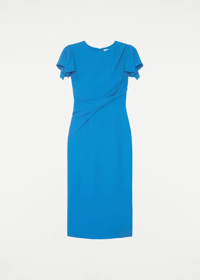 Women Roland Mouret Clothing Cap Sleeve Silk Wool Midi Dress