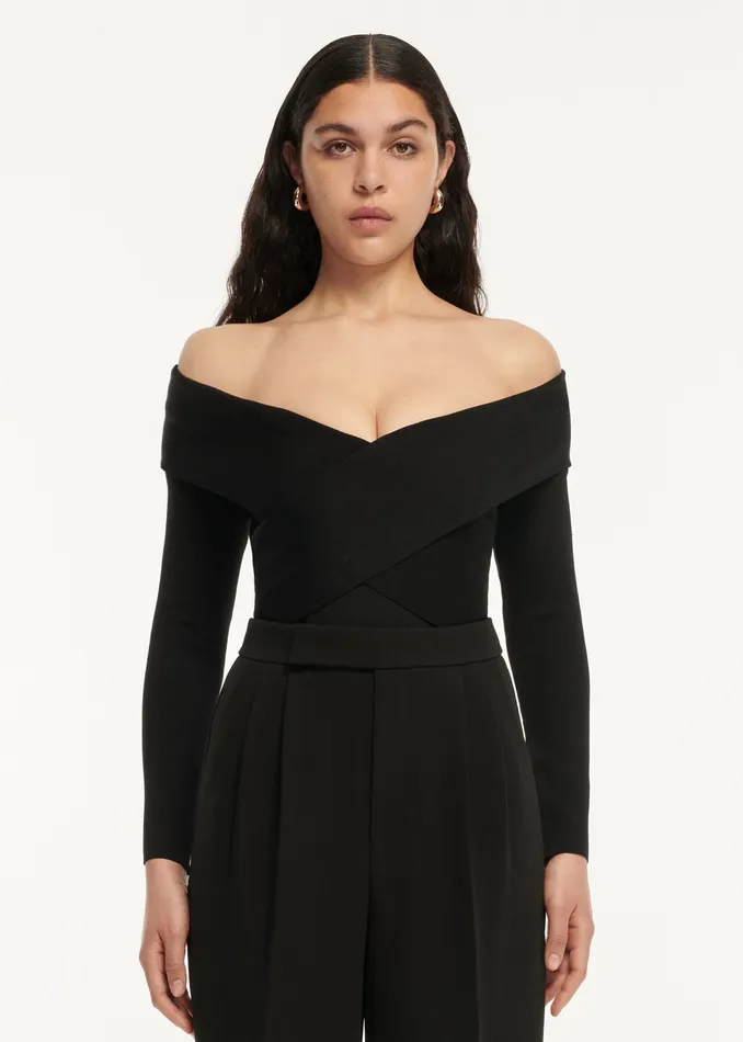 Women Roland Mouret Clothing Long Sleeve Flat Knit Bodysuit