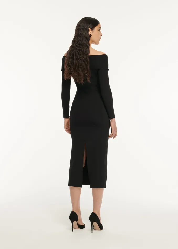 Women Roland Mouret Clothing Long Sleeve Flat Knit Midi Dress