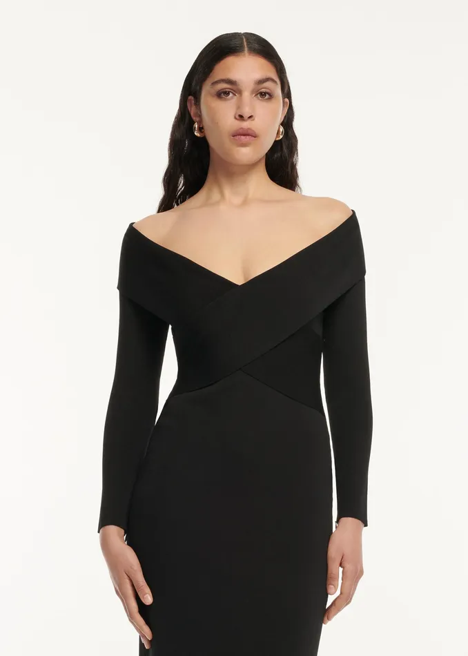 Women Roland Mouret Clothing Long Sleeve Flat Knit Midi Dress