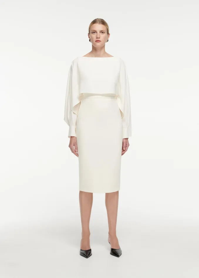 Women Roland Mouret Clothing Long Sleeve Satin Crepe Top
