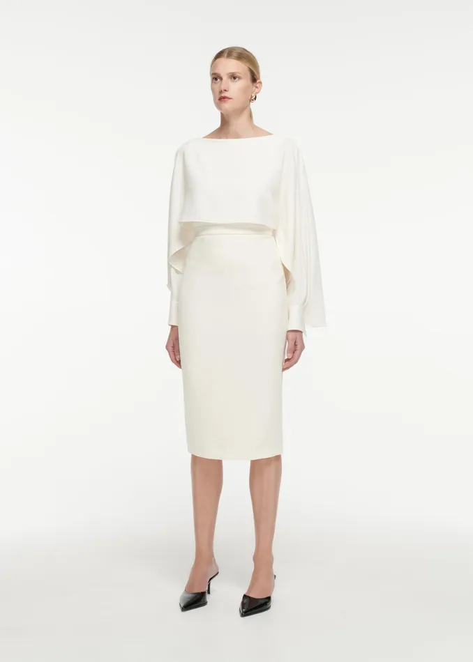 Women Roland Mouret Clothing Long Sleeve Satin Crepe Top