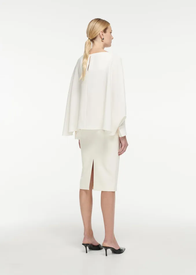 Women Roland Mouret Clothing Long Sleeve Satin Crepe Top