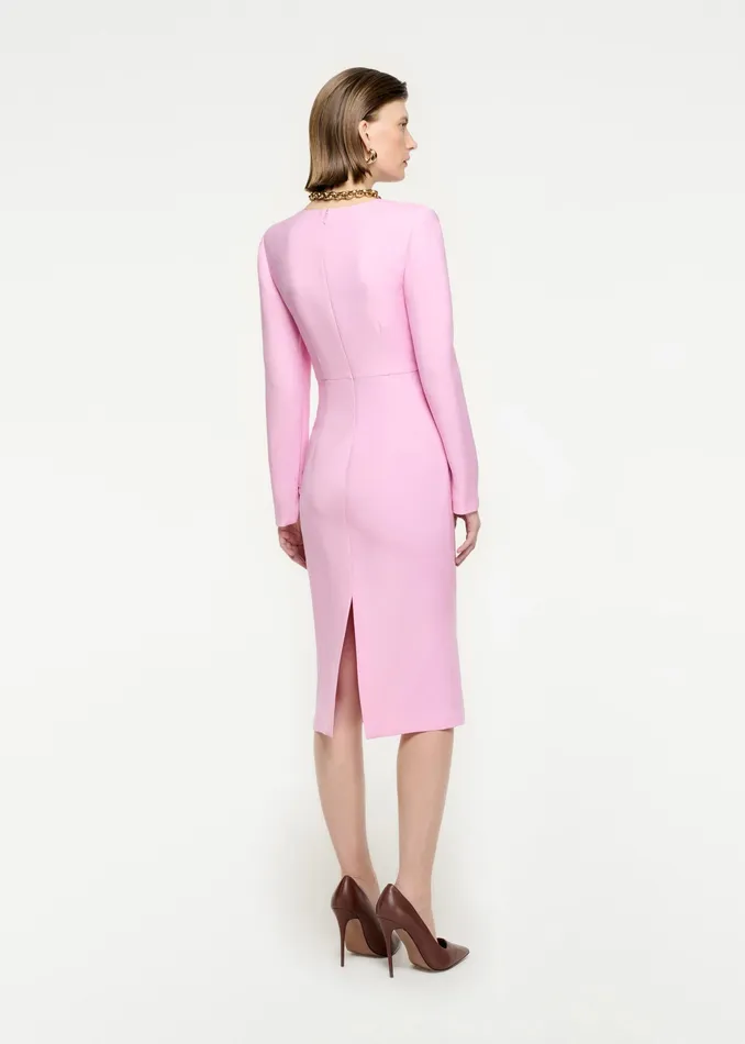 Women Roland Mouret Clothing Long Sleeve Wool Silk Midi Dress