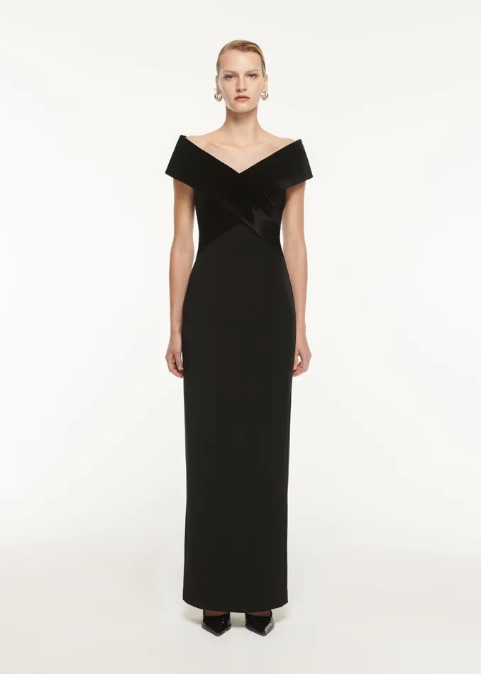 Women Roland Mouret Clothing Off The Shoulder Stretch Cady Maxi Dress
