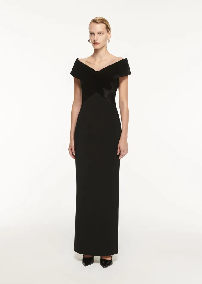 Women Roland Mouret Clothing Off The Shoulder Stretch Cady Maxi Dress