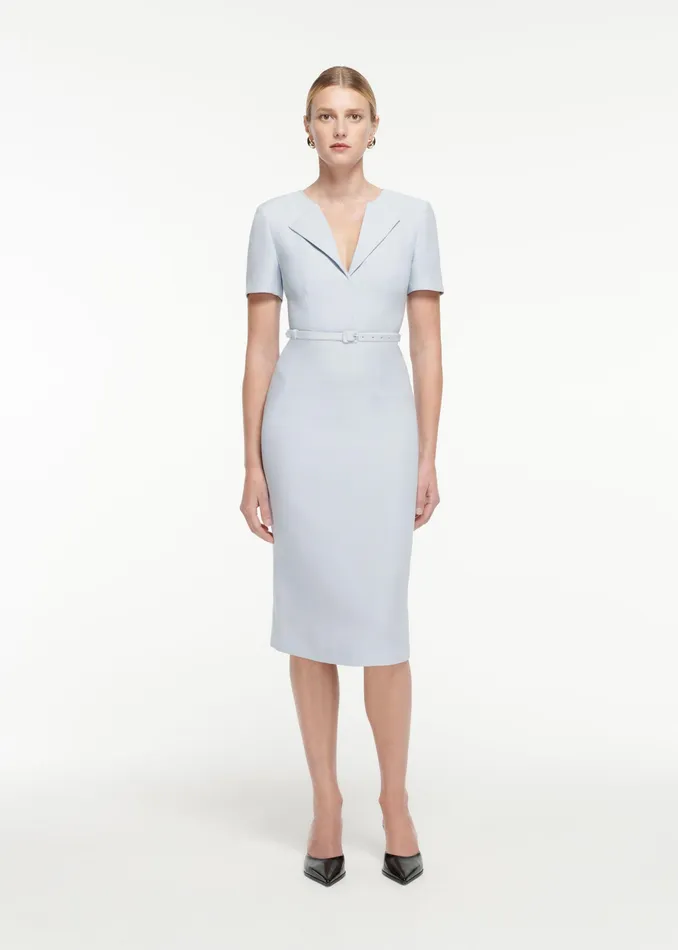 Women Roland Mouret Clothing Short Sleeve Wool Silk Dress