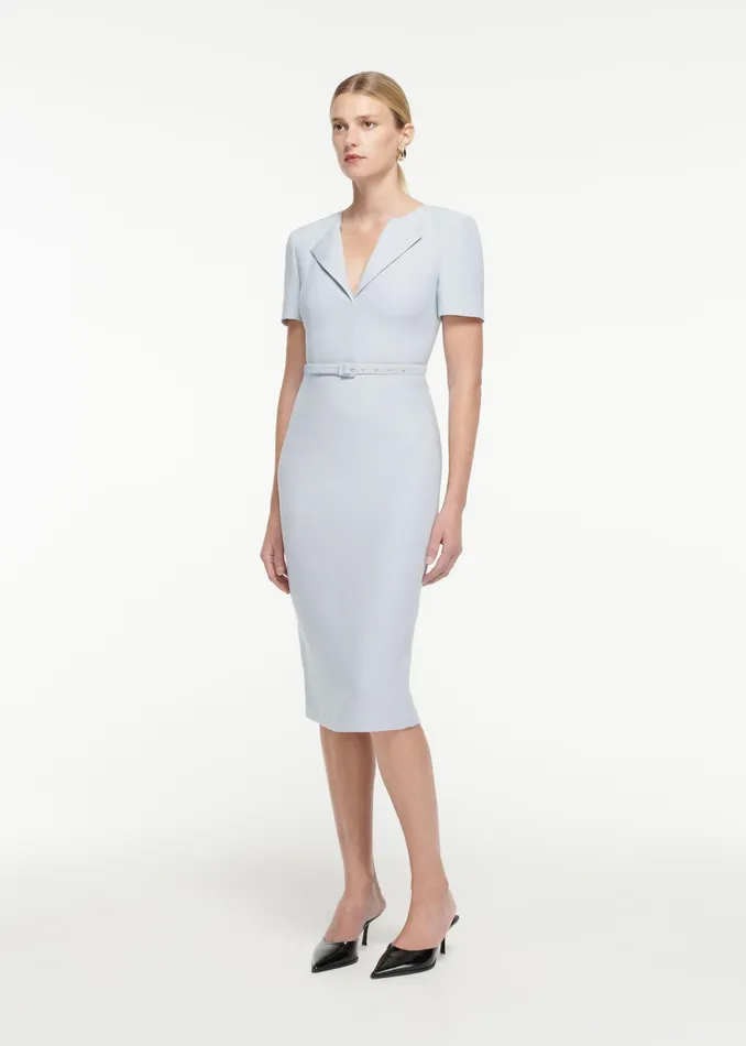 Women Roland Mouret Clothing Short Sleeve Wool Silk Dress