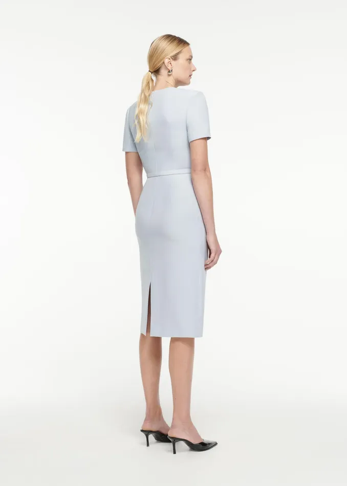 Women Roland Mouret Clothing Short Sleeve Wool Silk Dress