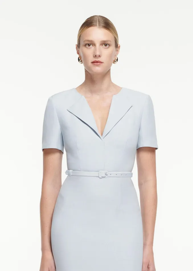 Women Roland Mouret Clothing Short Sleeve Wool Silk Dress