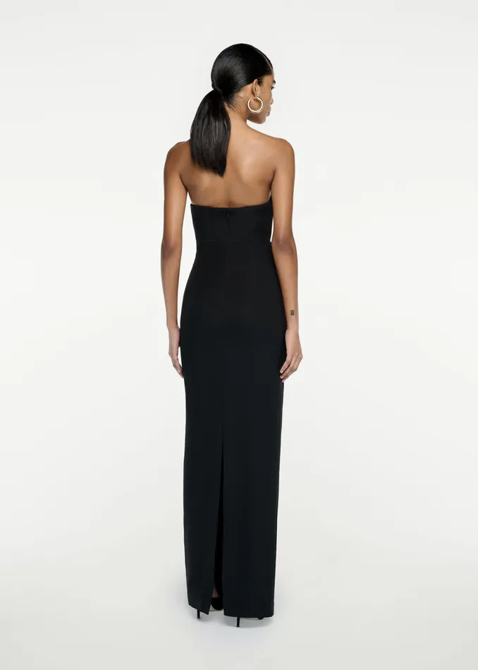 Women Roland Mouret Clothing Strapless Silk Wool Diamante Maxi Dress